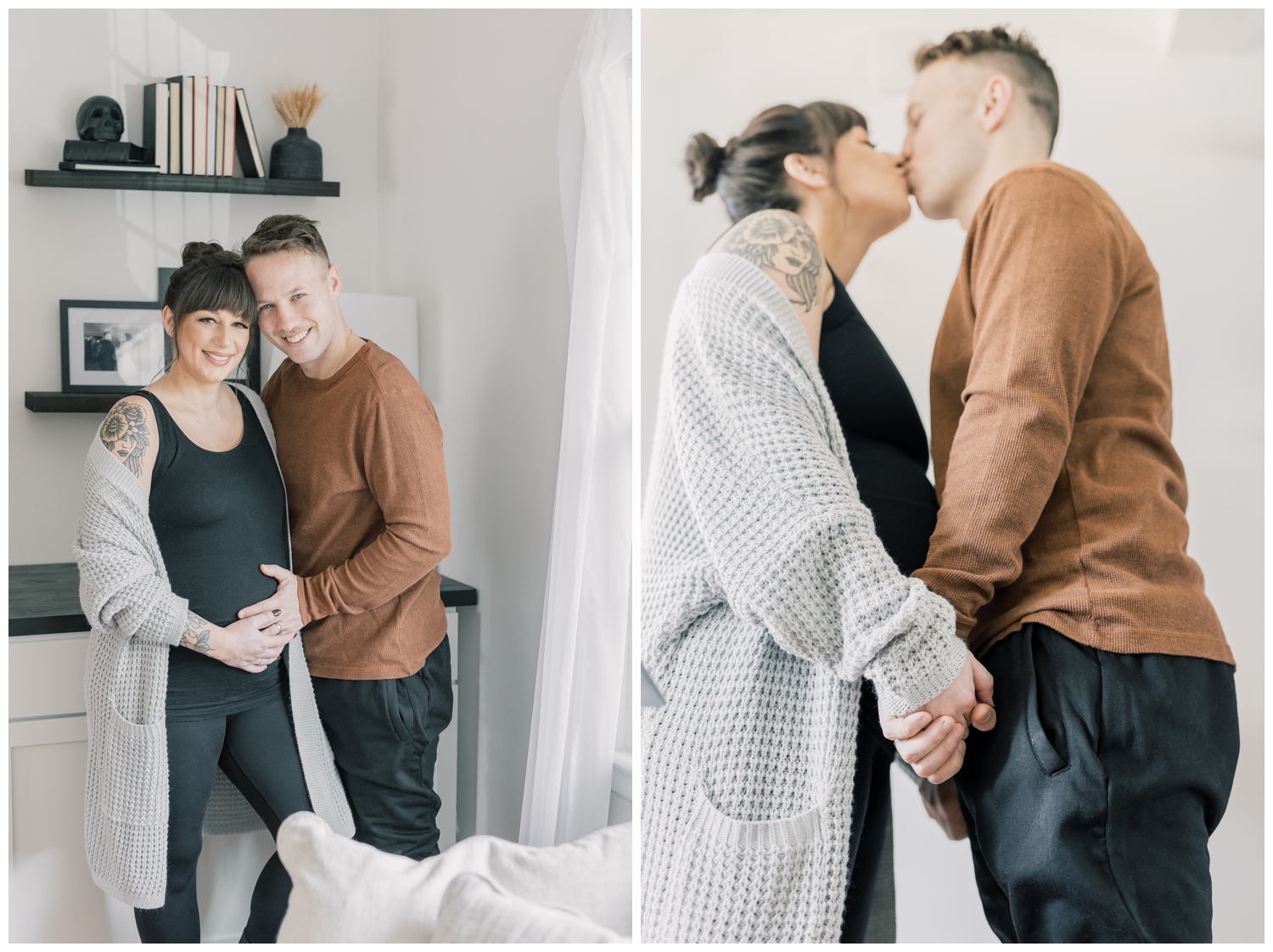 Cozy Maternity Session in Schenectady in the home of the expecting parents.