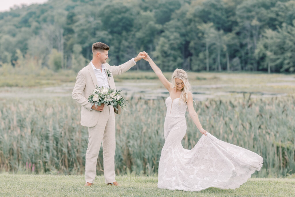 romantic bride and groom adirondack elopement photo