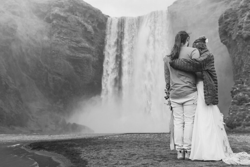 bride and groom at one of the most beautiful iceland elopement locations