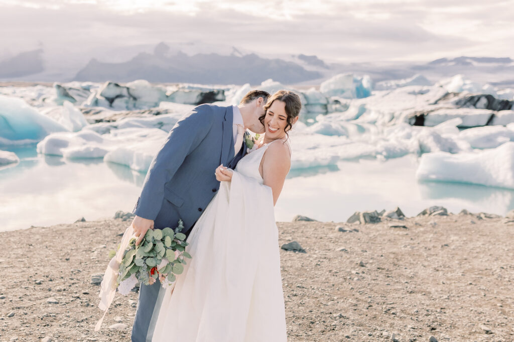 bride and groom at one of the most beautiful iceland elopement locations