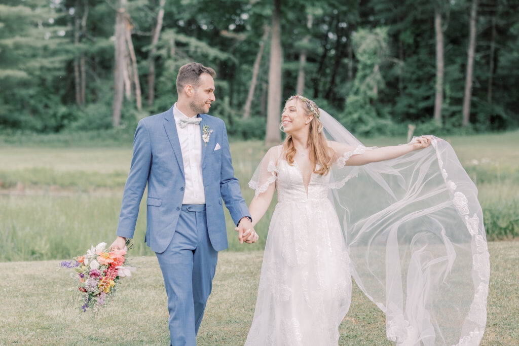 bride and groom during their upstate new york elopement