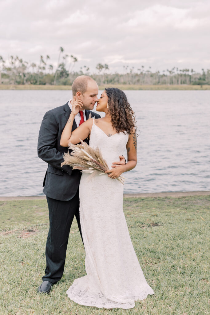 bride and groom kissing during their Crystal River Florida elopement