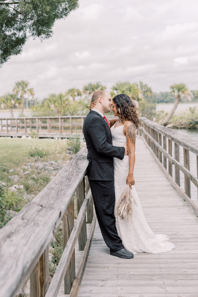 bride and groom kissing during their Crystal River Florida elopement