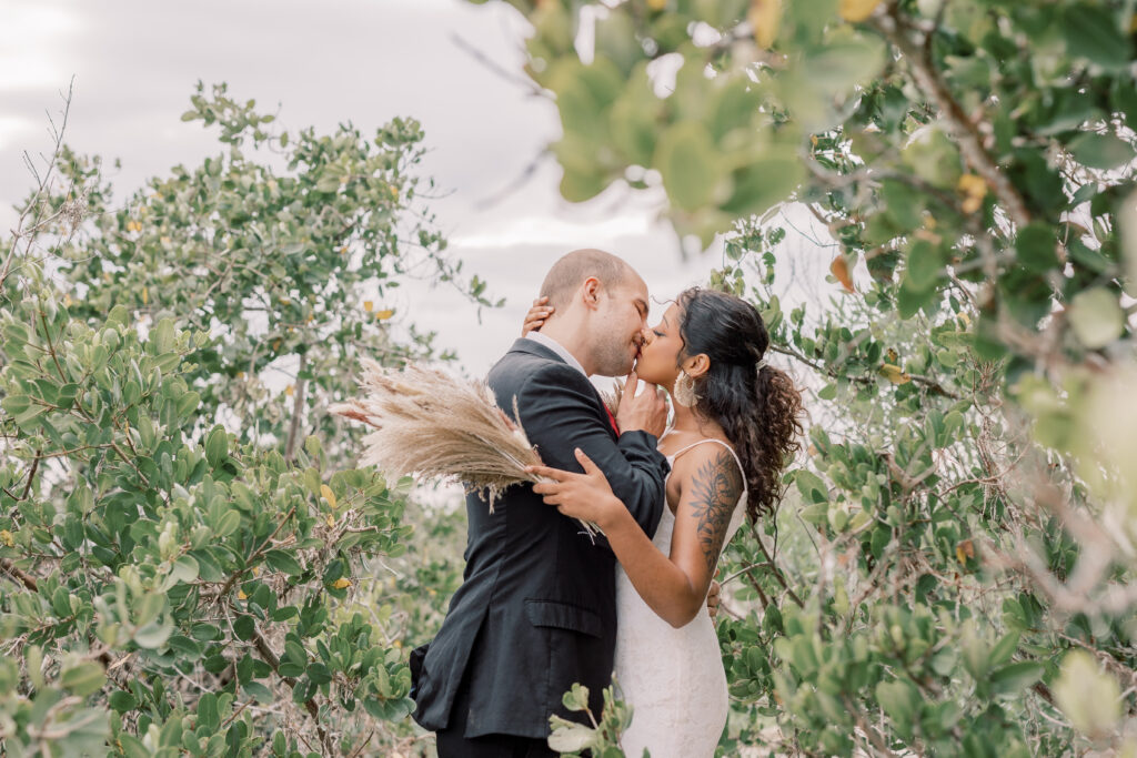 bride and groom kissing during their Crystal River Florida elopement