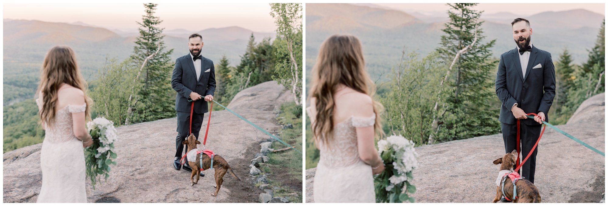 Groom's reaction to seeing his bride during their first look on their wedding day.
