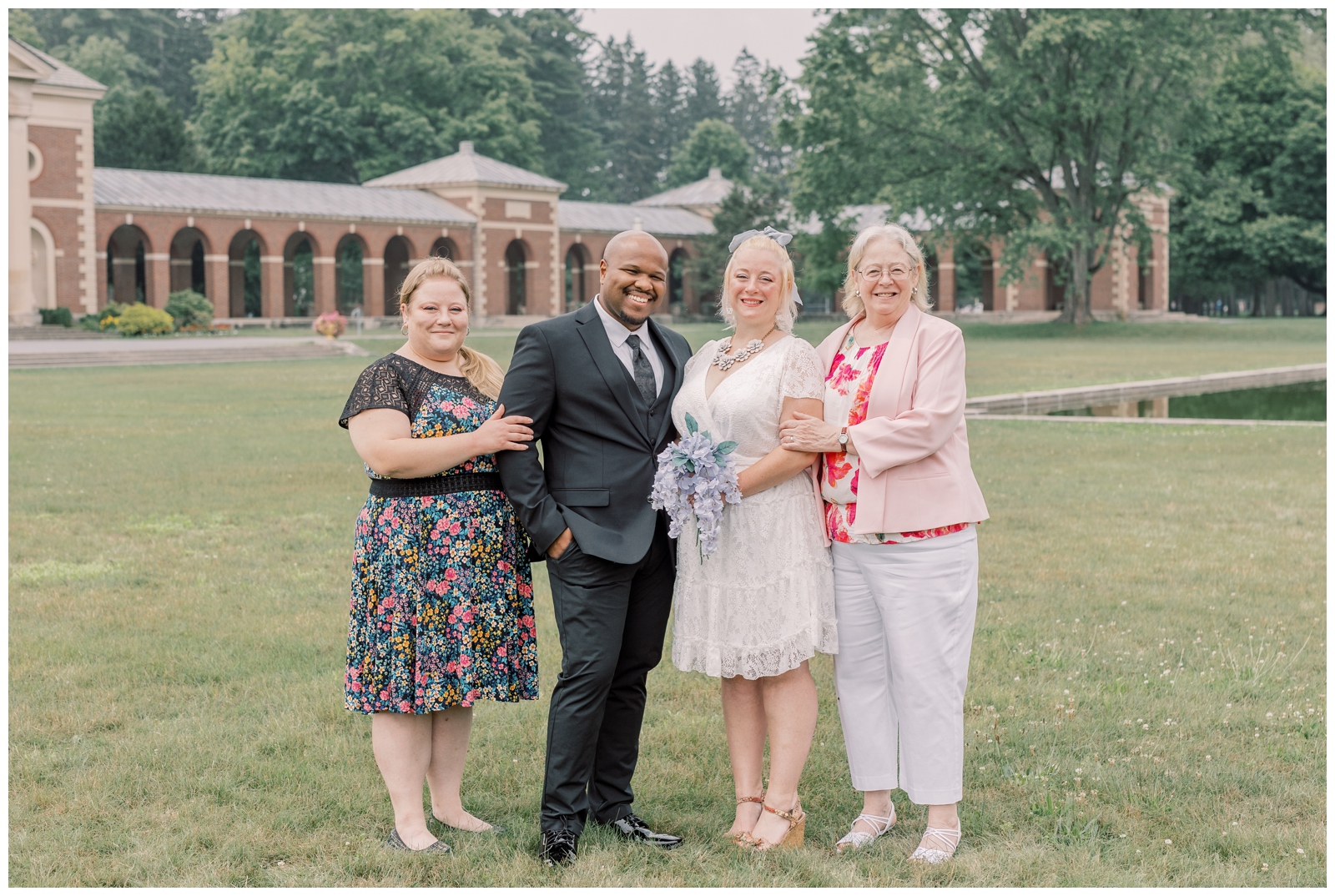 Family portraits of an interracial couple at Intimate Elopement at Saratoga Spa State Park in the Summer.
