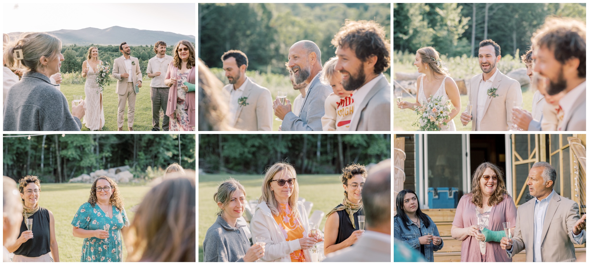 Candid moments during toasts at an intimate wedding in Lake Placid.
