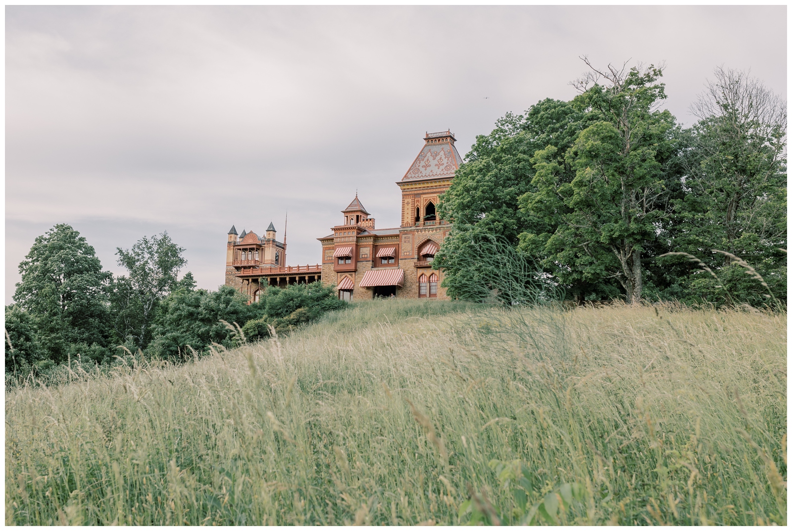 Wide shot of Olana Historic Site in Hudson Valley.
