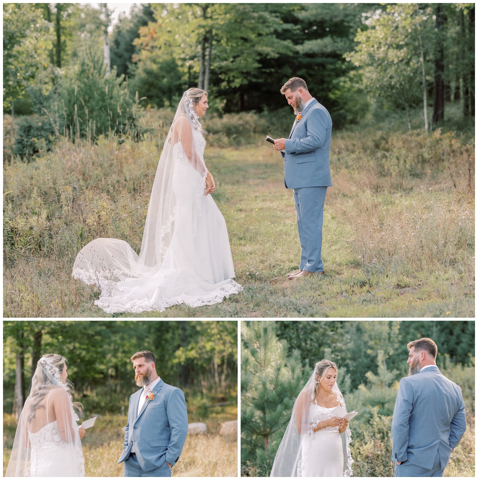 Couple sharing private vows before their intimate wedding in Jay NY
