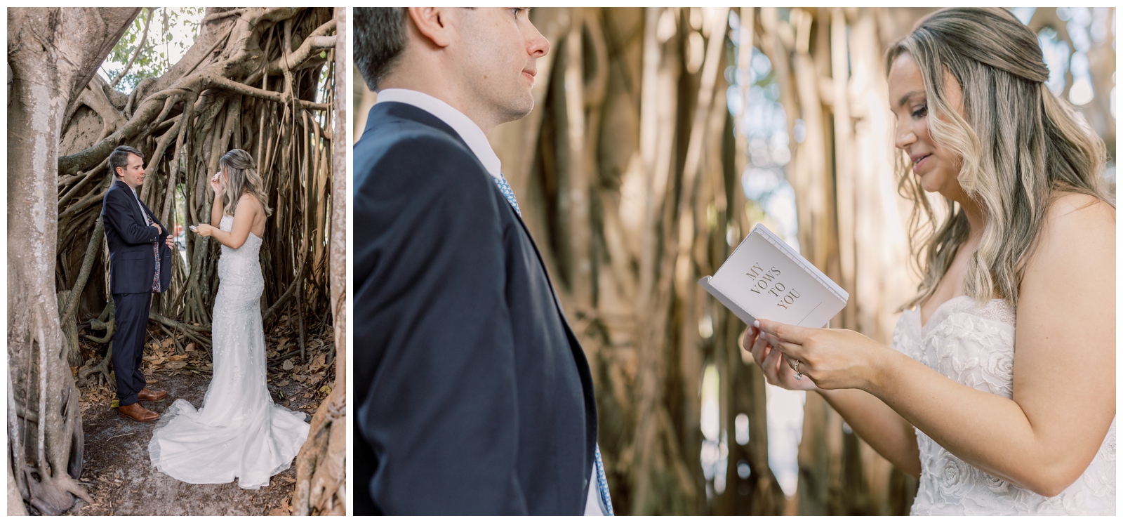Bride and Groom sharing private vows during their Winter Elopement in Fort Myers.